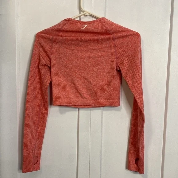 Gymshark Women's Pinky Coral coloured  Long Sleeve Crop Top - small - Picture 6 of 7